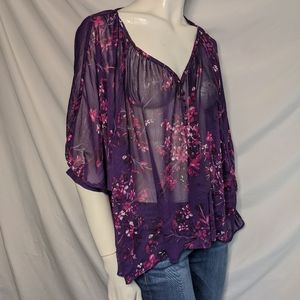Express  | scarf shirt | 1/2 sleeve | chiffon | XS